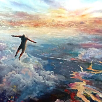 Painting titled "To the sky for a st…" by Ilgiz Murtazin, Original Artwork, Oil Mounted on Wood Stretcher frame