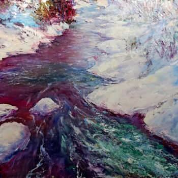 Painting titled "Meltwater" by Ilgiz Murtazin, Original Artwork, Oil Mounted on Wood Stretcher frame