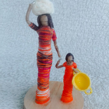 Sculptuur getiteld "Lavadeira com filha" door Simone Muniz Oliveira, Origineel Kunstwerk, Metalen