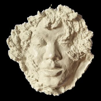 Sculpture titled "Volto con capelli r…" by Michele Imperiale, Original Artwork, Plaster