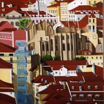 Painting titled "Lisboa VIII (Lisbon)" by Inês Dourado, Original Artwork, Oil