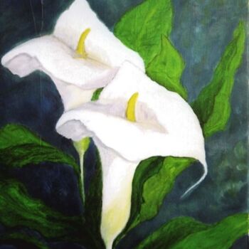 「Jarros (Arum lily)」というタイトルの絵画 Inês Douradoによって, オリジナルのアートワーク, オイル