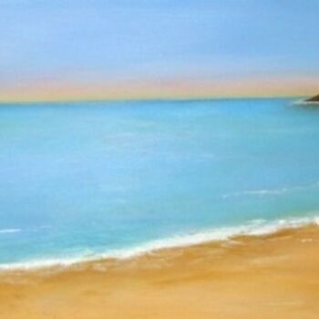 Pintura intitulada "No pontão da praia…" por Inês Dourado, Obras de arte originais, Óleo