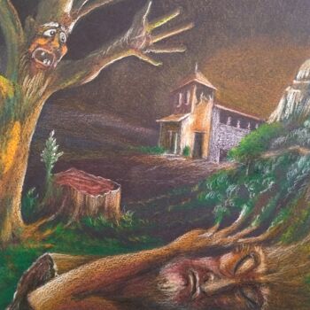 Dessin intitulée "El árbol anciano ab…" par Infa Inot, Œuvre d'art originale, Cire