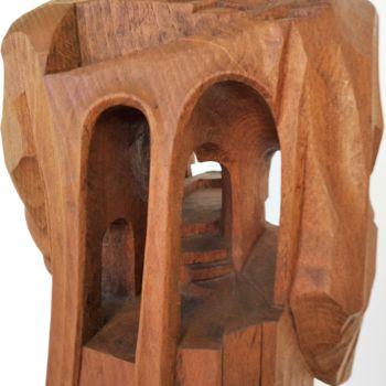 Sculpture intitulée "Vida e historia 2" par Infa Inot, Œuvre d'art originale, Bois