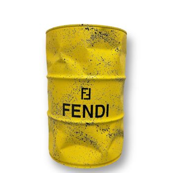 Sculpture titled "Baril Fendi" by Walid Sahraoui (Wally), Original Artwork, Acrylic