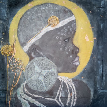「African Girl under…」というタイトルの絵画 Inga Golliによって, オリジナルのアートワーク, アクリル