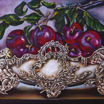 绘画 标题为“Plums in an antique…” 由Inga Loginova, 原创艺术品, 油