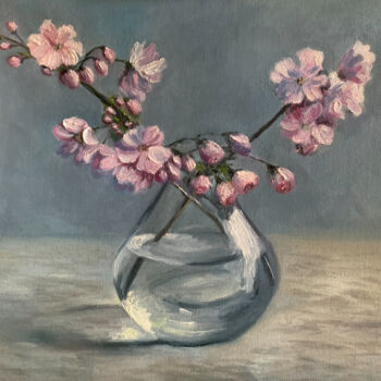 Painting titled "Breath of Spring" by Inga Savina, Original Artwork, Oil Mounted on Wood Stretcher frame