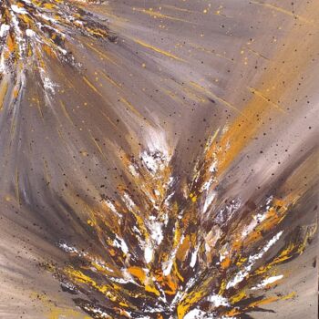 Картина под названием "The Golden Fire" - Inge Corremans, Подлинное произведение искусства, Акрил Установлен на Деревянная р…