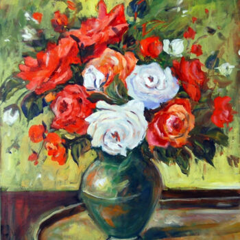 Schilderij getiteld "Roses II" door Ingrid Dohm, Origineel Kunstwerk, Acryl