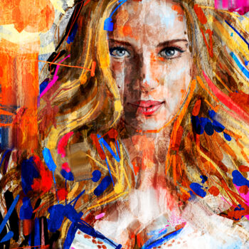 Arte digital titulada "Scarlett Johansson" por Iñigo Urbina, Obra de arte original, Pintura Digital