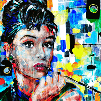 Digital Arts με τίτλο "Audrey Hepburn" από Iñigo Urbina, Αυθεντικά έργα τέχνης, Ψηφιακή ζωγραφική