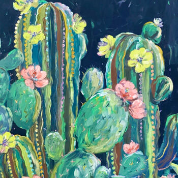 绘画 标题为“Cactus Flower Bloom” 由Inna Kalenychenko, 原创艺术品, 丙烯