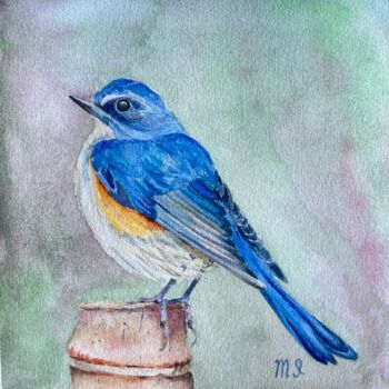 제목이 "Blue bird watercolor"인 미술작품 Inna Martynenko로, 원작, 수채화