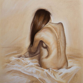 Drawing titled "Nude" by Inna Medvedeva, Original Artwork, Pastel