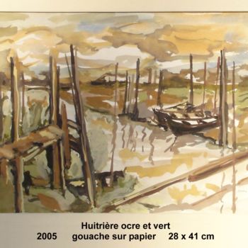Malerei mit dem Titel "huitriere en ocre e…" von Ioana, Original-Kunstwerk, Gouache