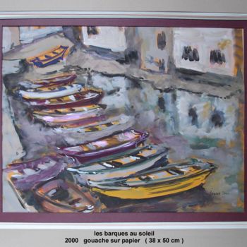 Malerei mit dem Titel "barques au soleil" von Ioana, Original-Kunstwerk, Gouache