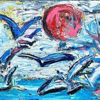 Pintura titulada "Seagulls" por Ion Morarescu, Obra de arte original, Oleo