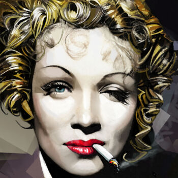 Malerei mit dem Titel "Marlene Dietrich 1" von Ira Tsantekidou, Original-Kunstwerk, Digitale Malerei