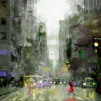 Painting titled "New York Street 1" by Ira Tsantekidou, Original Artwork, Digital Painting