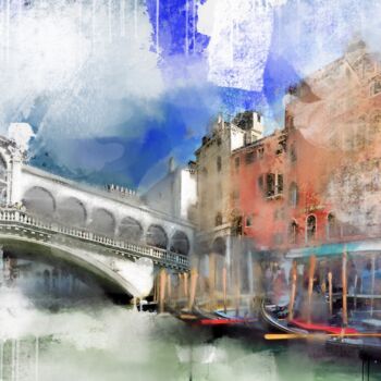 Painting titled "Venice, Rialto Brid…" by Ira Tsantekidou, Original Artwork, Digital Painting