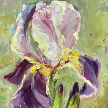 Malerei mit dem Titel "iris flower" von Iryna Karpiak, Original-Kunstwerk, Öl