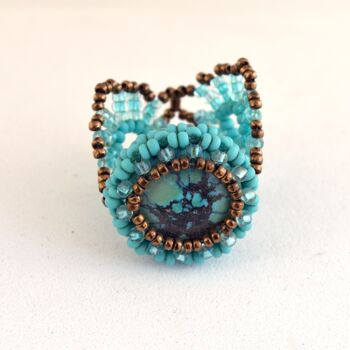 Design intitulée "Turquoise ring on b…" par Irena Zelickman, Œuvre d'art originale, Bijoux