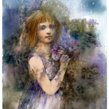 Pittura intitolato "Lilac" da Irene Vlassova, Opera d'arte originale, Acquarello