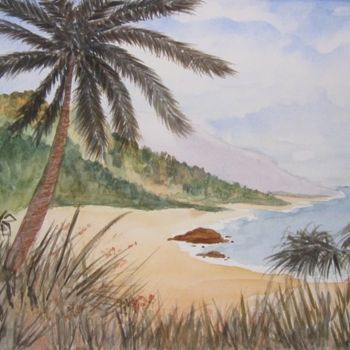 Painting titled "Le cocotier" by Irène Bischoff Hébert, Original Artwork