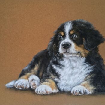 Dibujo titulada "Doggy" por Irene_art, Obra de arte original, Pastel