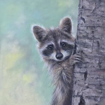 "Funny raccoon" başlıklı Resim Irene_art tarafından, Orijinal sanat, Pastel