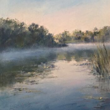 Рисунок под названием "Sunrise on the lake" - Irene_art, Подлинное произведение искусства, Пастель