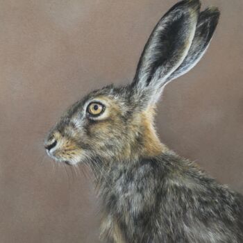 Drawing titled "Sly hare portrait" by Irene_art, Original Artwork, Pastel