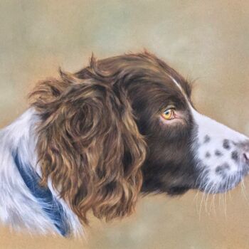 Drawing titled "Spaniel" by Irene_art, Original Artwork, Pastel