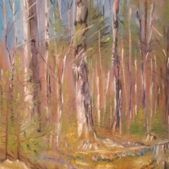 Disegno intitolato "Весенний день в лес…" da Irina Androsova, Opera d'arte originale, Pastello