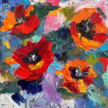 Painting titled "Floral whirlwind" by Irina Anis, Original Artwork, Oil