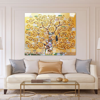 Painting titled "Tree of life Klimt.…" by Irina Bast, Original Artwork, Stone Mounted on Wood Stretcher frame