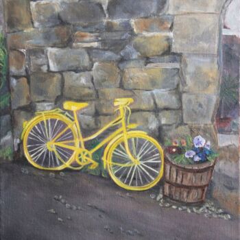 Peinture intitulée "Vieux vélo.Salers" par Irina Caby (Bonbon.mme), Œuvre d'art originale, Huile