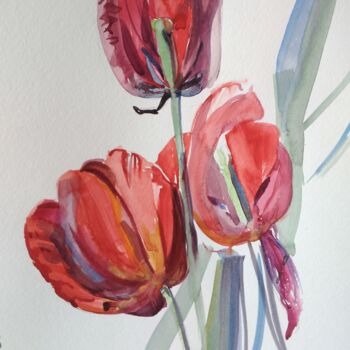 绘画 标题为“"красный тюльпан" "…” 由Ирина Грабор, 原创艺术品, 水彩