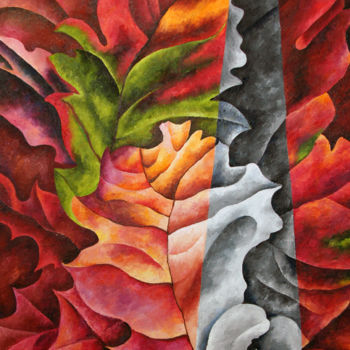 Ζωγραφική με τίτλο "Leaves" από Irina Laskin, Αυθεντικά έργα τέχνης, Λάδι