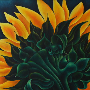 Ζωγραφική με τίτλο "Sunflower" από Irina Laskin, Αυθεντικά έργα τέχνης, Λάδι