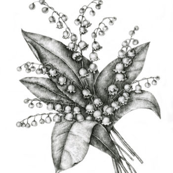 Dessin intitulée "Lily of the valley" par Irina Laskin, Œuvre d'art originale, Graphite