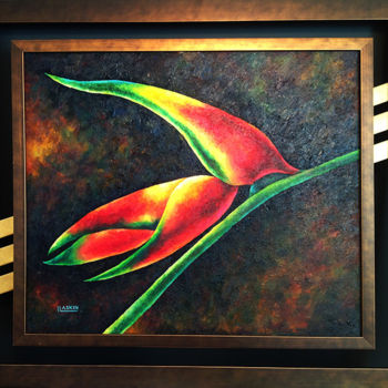 Painting titled "Bird-of-paradise" by Irina Laskin, Original Artwork, Oil
