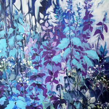 Painting titled "Blue garden" by Irina Laube, Original Artwork, Acrylic