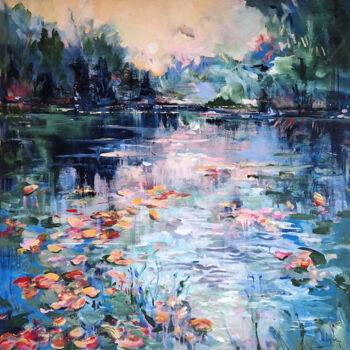 Ζωγραφική με τίτλο "At the pond IV" από Irina Laube, Αυθεντικά έργα τέχνης, Ακρυλικό