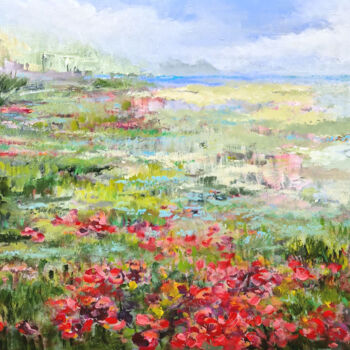 Картина под названием "Summer in bloom" - Irina Laube, Подлинное произведение искусства, Акрил