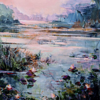 「Evening pond」というタイトルの絵画 Irina Laubeによって, オリジナルのアートワーク, アクリル