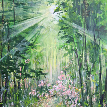 Painting titled "Sunny glade II" by Irina Laube, Original Artwork, Acrylic