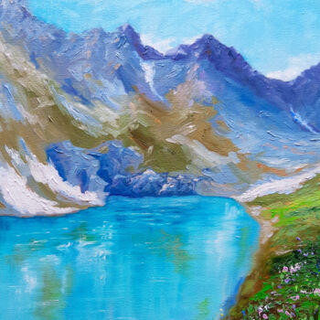 Pintura titulada "Mountain landscape,…" por Irina Prokofeva, Obra de arte original, Oleo Montado en Bastidor de camilla de m…